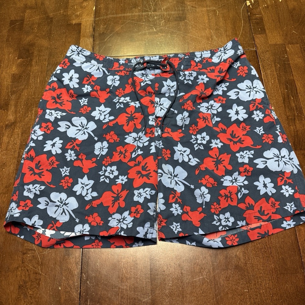 Brooks‎ Brothers Swim Trunks XL Blue Floral Drawstring Beach 4" Inseam Beach